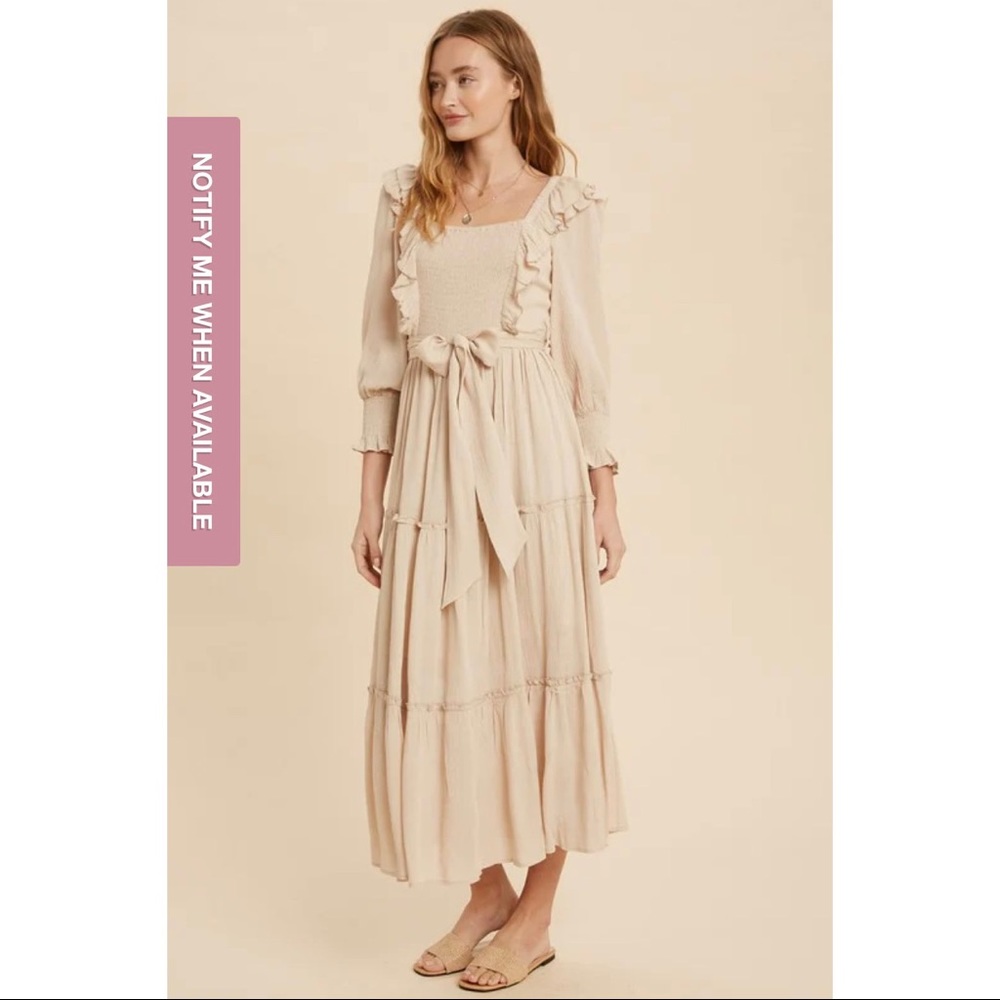 The Shelby Midi Dress in Sand